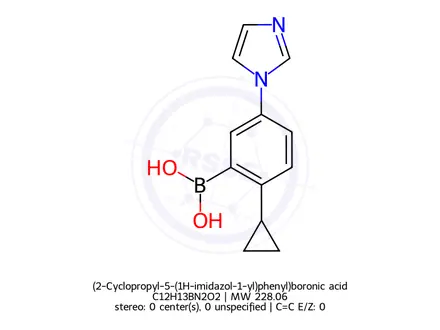 Chemical structure of (2-Cyclopropyl-5-(1H-imidazol-1-yl)phenyl)boronic acid