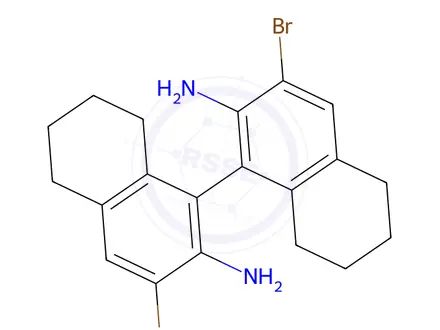 Chemical structure of (1S)-3,3'-dibromo-5,5',6,6',7,7',8,8'-octahydro-[1,1'-binaphthalene]-2,2'-diamine