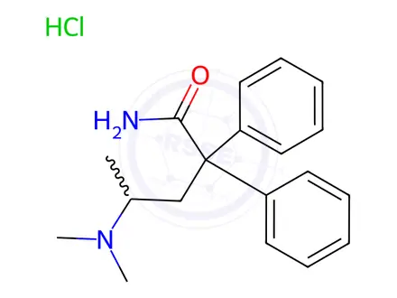 Chemical structure of 4-(Dimethylamino)-2,2-diphenylpentanamide hydrochloride