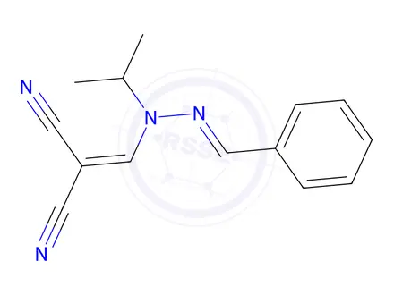 Chemical structure of 2-((2-benzylidene-1-isopropylhydrazinyl)methylene)malononitrile