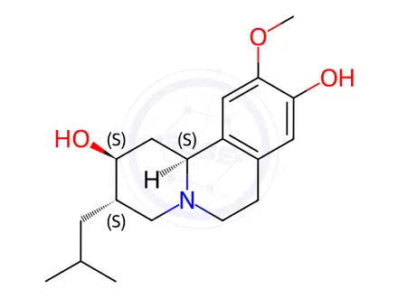 Chemical structure of (-)-9-deMe-DTBZ