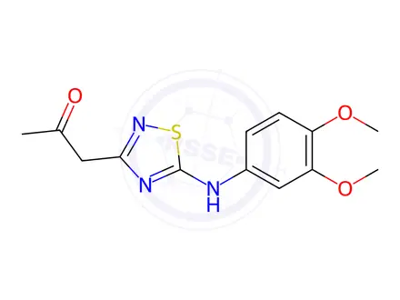 Chemical structure of 1-{5-[(3,4-dimethoxyphenyl)amino]-1,2,4-thiadiazol-3-yl}acetone