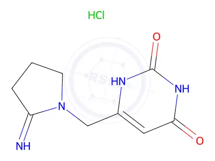 Chemical structure of 6-((2-Iminopyrrolidin-1-yl)methyl)pyrimidine-2,4(1H,3H)-dione Hydrochloride
