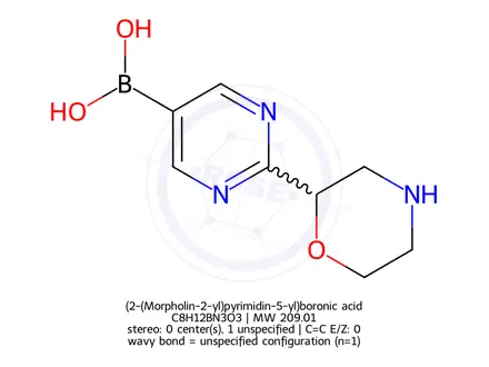 Chemical structure of (2-(Morpholin-2-yl)pyrimidin-5-yl)boronic acid