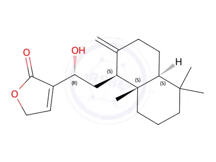 Chemical structure of 12-Hydroxy-8(17),13-labdadien-16,15-olide
