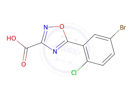 Chemical structure of 5-(5-Bromo-2-chlorophenyl)-1,2,4-oxadiazole-3-carboxylic acid