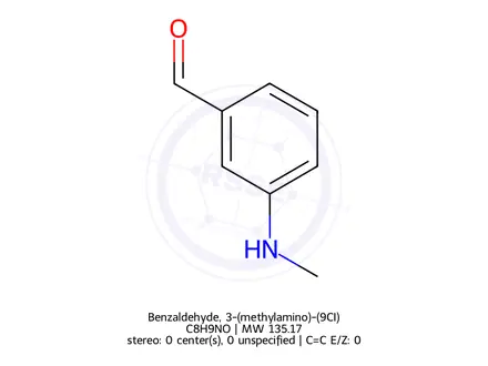 Chemical structure of Benzaldehyde, 3-(methylamino)-(9CI)