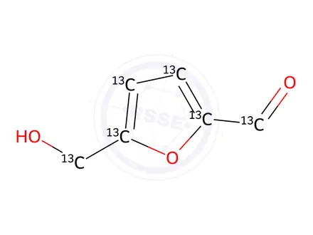 Chemical structure of 5-Hydroxymethyl-2-furaldehyde-13C6