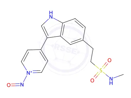 Chemical structure of 4-(5-(2-(N-methylsulfamoyl)ethyl)-1H-indol-3-yl)-1-nitrosopyridin-1-ium