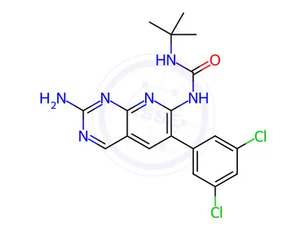 Chemical structure of N-[2-Amino-6-(3,5-dichlorophenyl)pyrido[2,3-d]pyrimidin-7-yl]-N’-(1,1-dimethylethyl)urea