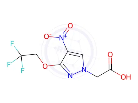 Chemical structure of 4-nitro-3-(2,2,2-trifluoroethoxy)-1H-pyrazol-1-yl]acetic acid