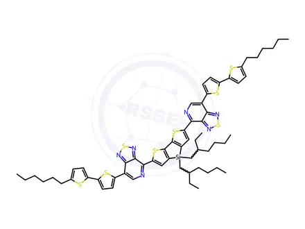 Chemical structure of 5,5′-Bis{[4-(7-hexylthiophen-2-yl)thiophen-2-yl]-[1,2,5]thiadiazolo[3,4-c]pyridine}-3,3′-di-2-ethylhexylsilylene-2,2′-bithiophene