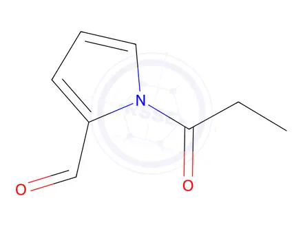 Chemical structure of 1H-Pyrrole-2-carboxaldehyde, 1-(1-oxopropyl)-(9CI)