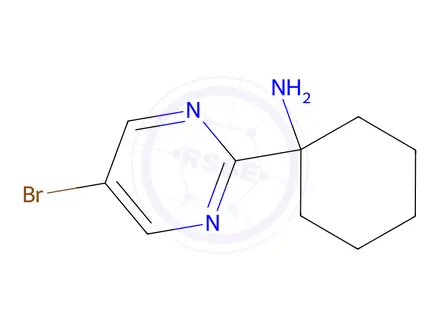 Chemical structure of 1-(5-Bromopyrimidin-2-yl)cyclohexan-1-amine