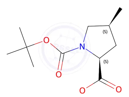 Chemical structure of 1-(Tert-butyl) 2-ethyl (2S,4S)-4-methylpyrrolidine-1,2-dicarboxylate