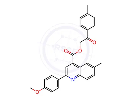 Chemical structure of 2-Oxo-2-(p-tolyl)ethyl 2-(4-methoxyphenyl)-6-methylquinoline-4-carboxylate