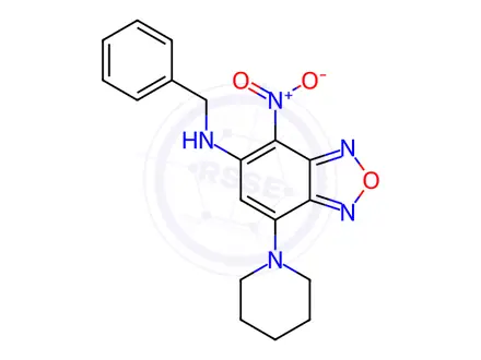Chemical structure of N-benzyl-4-nitro-7-piperidin-1-yl-2,1,3-benzoxadiazol-5-amine