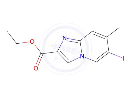 Chemical structure of 6-iodo-7-methyl-imidazo[1,2-a]pyridine-2-carboxylic acid ethyl ester