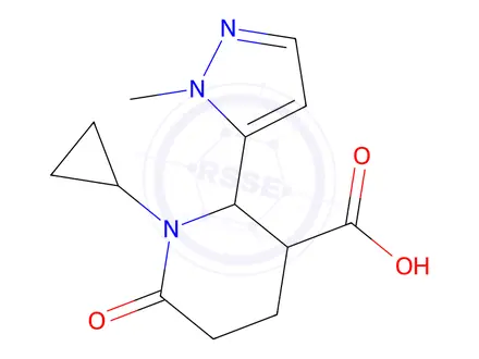Chemical structure of 1-Cyclopropyl-2-(1-Methyl-1h-Pyrazol-5-Yl)-6-Oxopiperidine-3-Carboxylic Acid