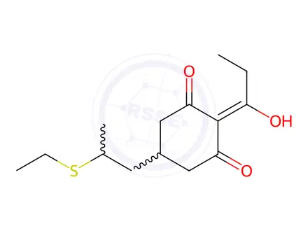 Chemical structure of 5-(2-(Ethylthio)propyl)-3-hydroxy-2-propionylcyclohex-2-en-1-one