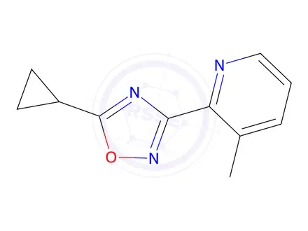 Chemical structure of 5-Cyclopropyl-3-(3-methylpyridin-2-yl)-1,2,4-oxadiazole