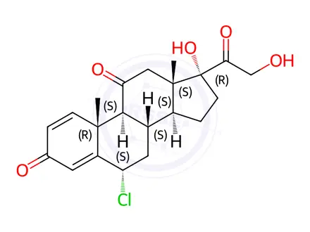 Chemical structure of Prednisone Impurity 16 (6α-Chloro Prednisone)