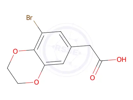 Chemical structure of 2-(8-Bromo-2,3-dihydrobenzo[b][1,4]dioxin-6-yl)acetic acid
