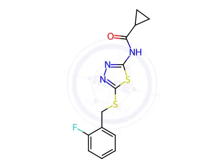 Chemical structure of N-(5-((2-Fluorobenzyl)thio)-1,3,4-thiadiazol-2-yl)cyclopropanecarboxamide
