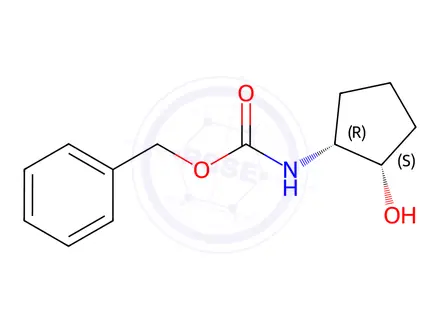 Chemical structure of benzyl (1R,2S)-2-hydroxycyclopentylcarbamate