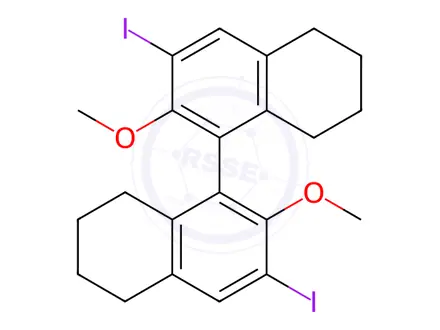 Chemical structure of 3,3'-diiodo-2,2'-dimethoxy-5,5',6,6',7,7',8,8'-octahydro-1,1'-binaphthalene
