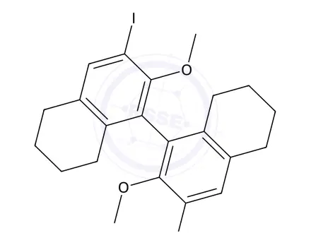 Chemical structure of 3,3'-diiodo-2,2'-dimethoxy-5,5',6,6',7,7',8,8'-octahydro-1,1'-binaphthalene
