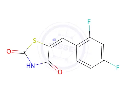 Chemical structure of (5E)-5-[(2,4-Difluorophenyl)methylidene]-1,3-thiazolidine-2,4-dione