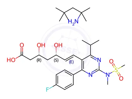 Chemical structure of Rosuvastatin t-octylammonium salt