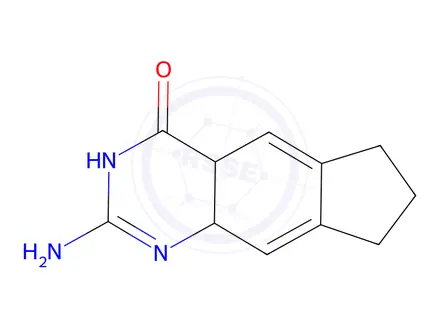 Chemical structure of 2-amino-1H,4H,6H,7H,8H-cyclopenta[g]quinazolin-4-one