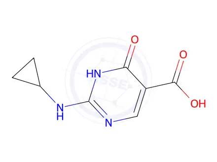 Chemical structure of 2-(Cyclopropylamino)-6-oxo-1,6-dihydropyrimidine-5-carboxylic acid