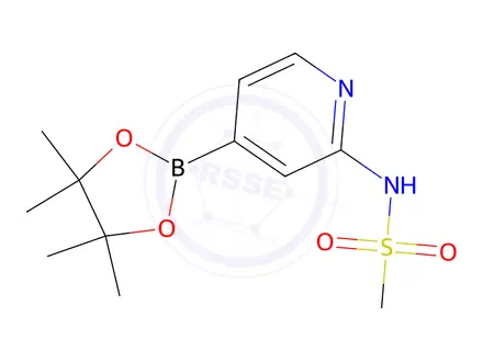 Chemical structure of N-(4-(4,4,5,5-Tetramethyl-1,3,2-dioxaborolan-2-yl)pyridin-2-yl)methanesulfonamide