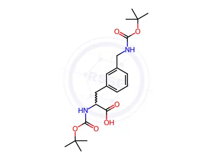 Chemical structure of Phenylalanine, N-[(1,1-dimethylethoxy)carbonyl]-3-[[[(1,1-dimethylethoxy)carbonyl]amino]methyl]-