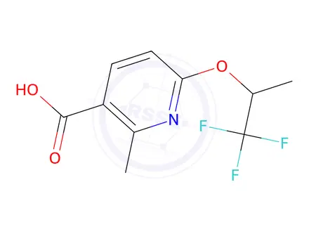 Chemical structure of 2-Methyl-6-[(1,1,1-trifluoropropan-2-yl)oxy]pyridine-3-carboxylic Acid