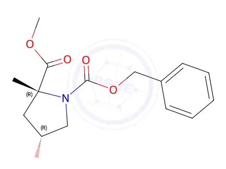 Chemical structure of 1-Benzyl 2-methyl (2R,4R)-4-hydroxy-2-methylpyrrolidine-1,2-dicarboxylate