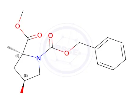 Chemical structure of 1-Benzyl 2-methyl (2S,4S)-4-hydroxy-2-methylpyrrolidine-1,2-dicarboxylate