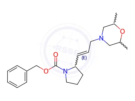 Chemical structure of Benzyl 2-[(1E)-3-(2,6-dimethylmorpholin-4-yl)prop-1-en-1-yl]pyrrolidine-1-carboxylate