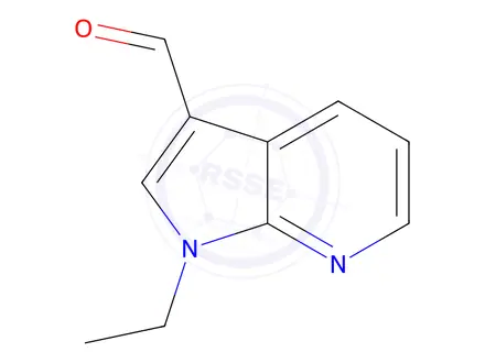 Chemical structure of 1-ethyl-1H-pyrrolo[2,3-b]pyridine-3-carbaldehyde