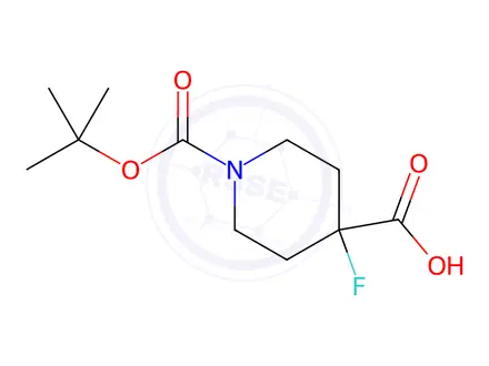 Chemical structure of 1-Boc-4-fluoro-4-piperidinecarboxylic Acid