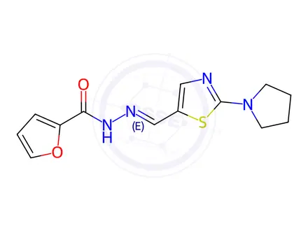 Chemical structure of N'-[(1E)-[2-(Pyrrolidin-1-yl)-1,3-thiazol-5-yl]methylidene]furan-2-carbohydrazide