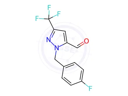 Chemical structure of 1-(4-fluorobenzyl)-3-(trifluoromethyl)-1H-pyrazole-5-carbaldehyde