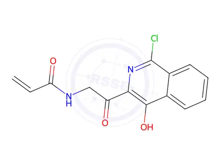 Chemical structure of N-(2-(1-chloro-4-hydroxyisoquinolin-3-yl)-2-oxoethyl)acrylamide