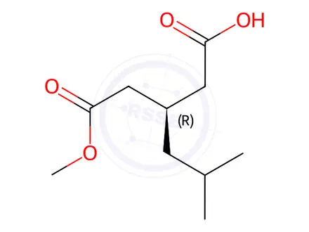 Chemical structure of (R)-3-(2-methoxy-2-oxoethyl)-5-methylhexanoic acid