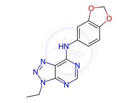 Chemical structure of N-(Benzo[d][1,3]dioxol-5-yl)-3-ethyl-3H-[1,2,3]triazolo[4,5-d]pyrimidin-7-amine