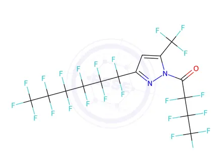 Chemical structure of 1-Heptafluorobutyryl-3(5)-(perfluoro-1-hexyl)-5(3)-(trifluoromethyl)pyrazole