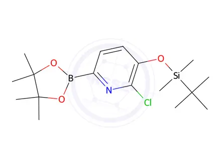 Chemical structure of 3-((tert-Butyldimethylsilyl)oxy)-2-chloro-6-(4,4,5,5-tetramethyl-1,3,2-dioxaborolan-2-yl)pyridine